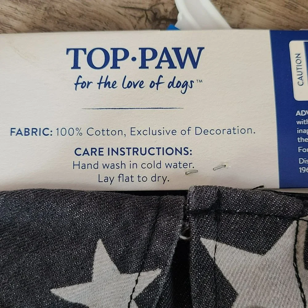 Top Paw Faded Black White Star Denim Dog Jacket Size: XL Shacket Shirt - Picture 7 of 9